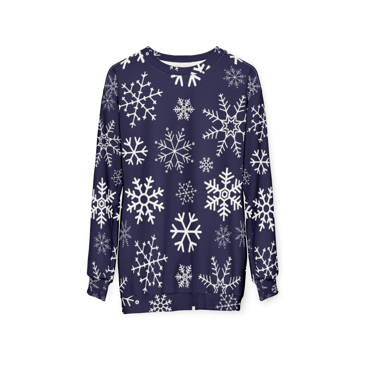 Blue Winter Snowflake Pattern Sweatshirt - hanging