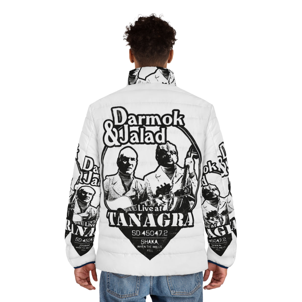 Darmok and Jalad at Tanagra science fiction puffer jacket - men back