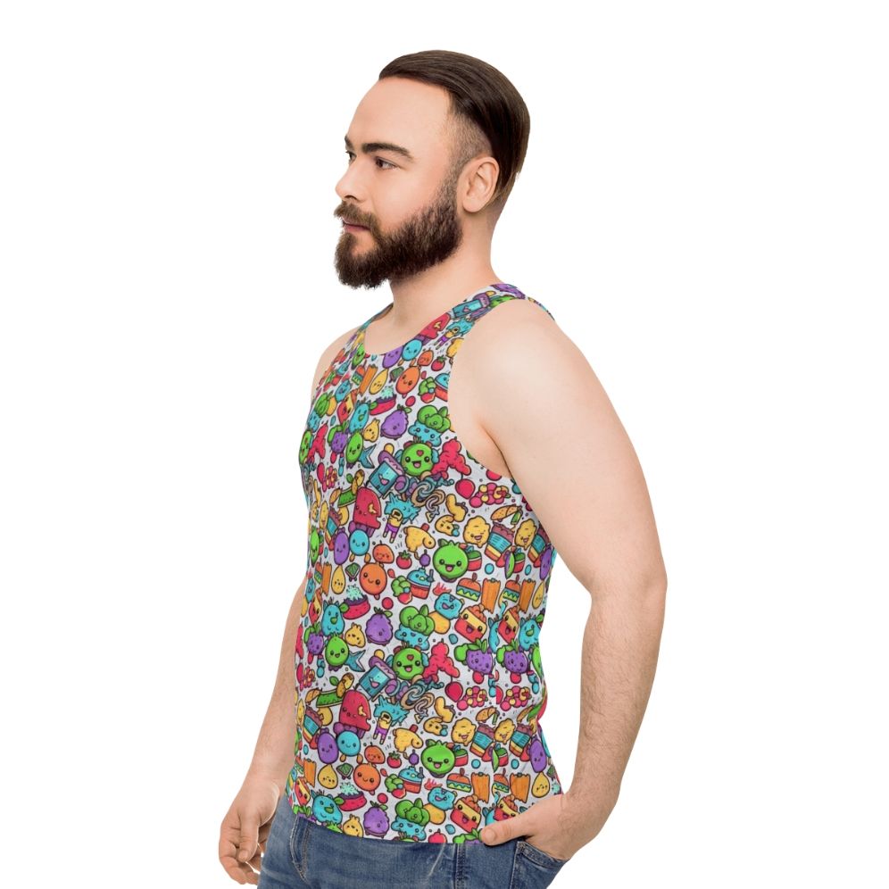 Hobbies unisex tank top with colorful abstract animal graphic - men side