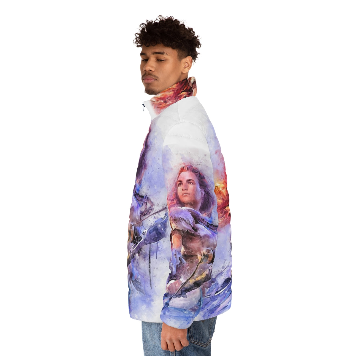 Aloy Watercolour Puffer Jacket - Officially Licensed Horizon Zero Dawn Outerwear - men side left