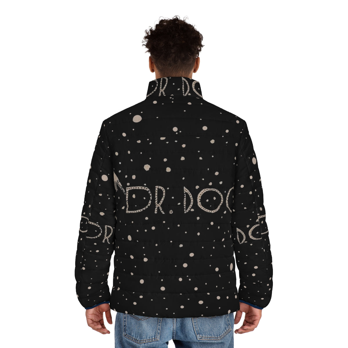 Dr Dog Puffer Jacket with Space and Star Graphics - men back