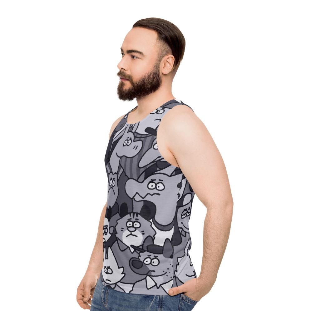 Unisex "It's Us Against the Universe" animal print graphic tank top - men side