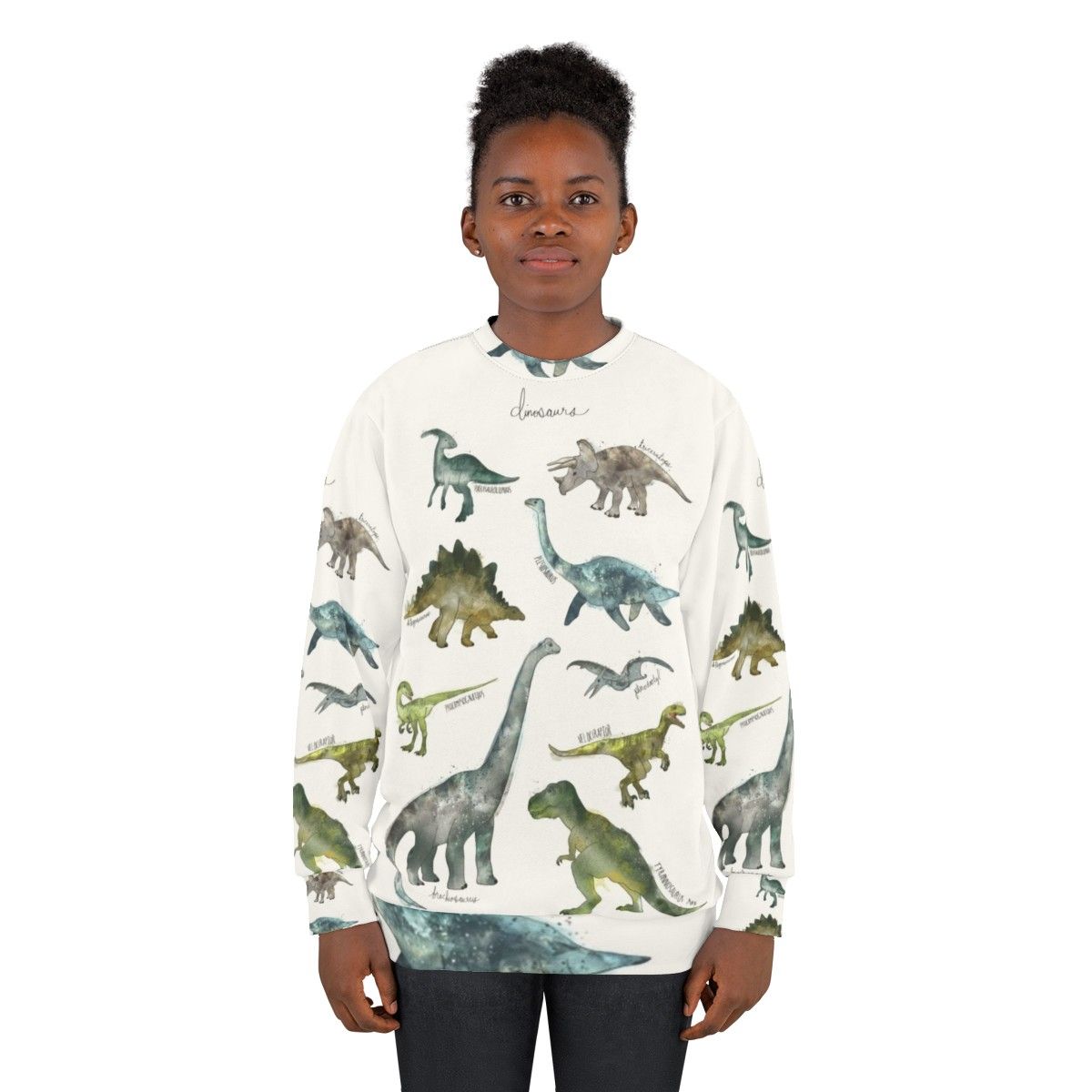 Dinosaur Sweatshirt with Prehistoric Illustrations - women