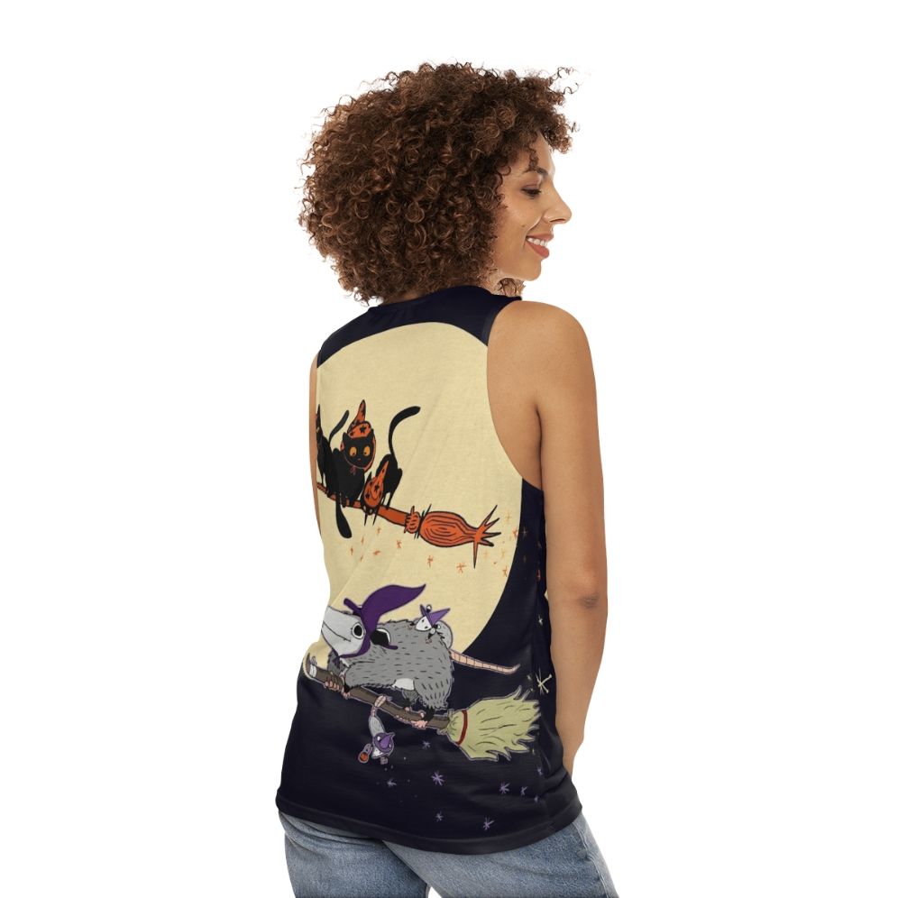 Witches Familiar Unisex Halloween Cat Tank Top - women back