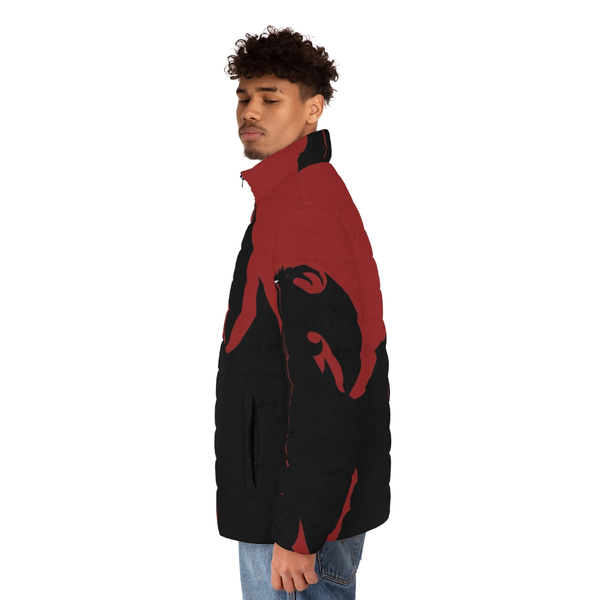 Devilman Crybaby Puffer Jacket with Demon and Blood Inspired Design - men side left