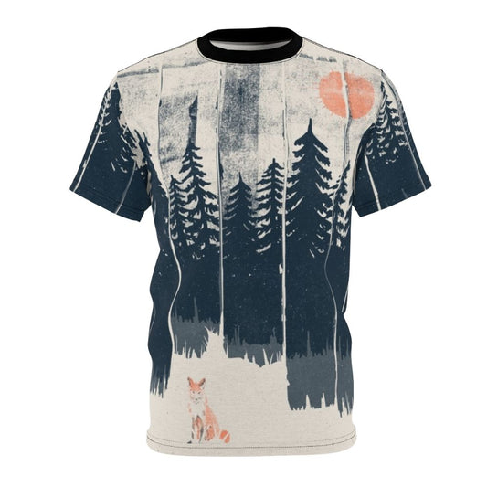 Illustration of a fox in a natural forest setting on a t-shirt