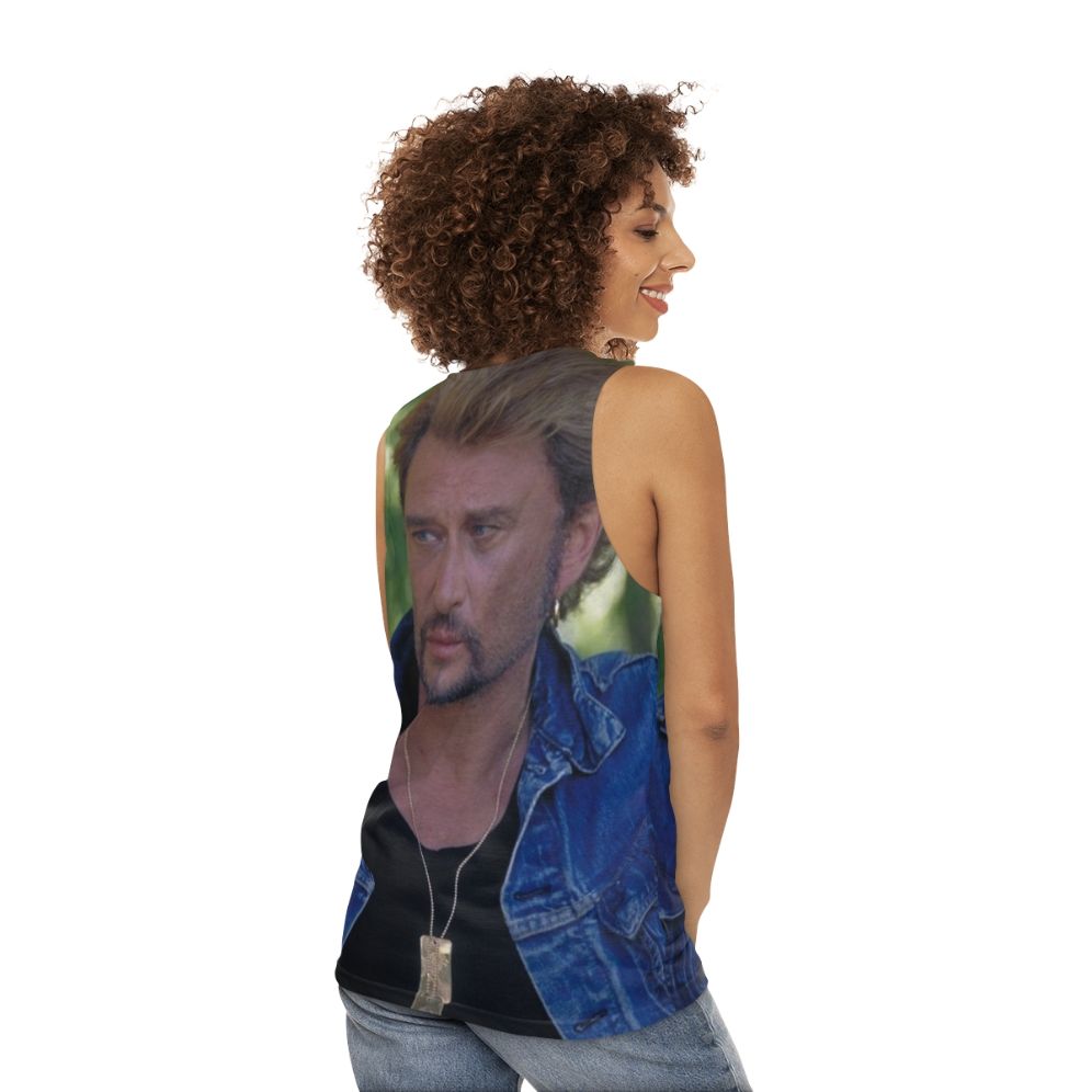 Johnny Hallyday French music icon unisex tank top - women back