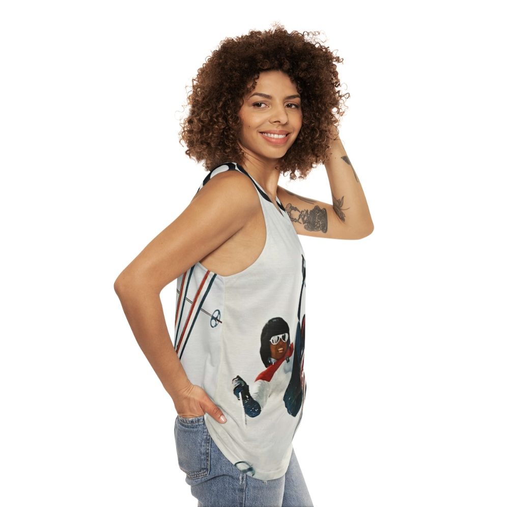 Unisex ski-themed tank top - women side