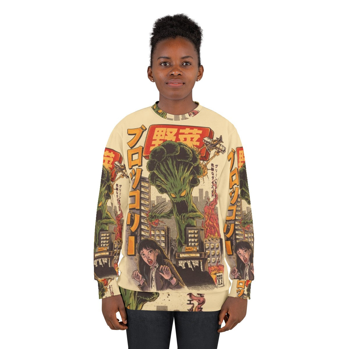 Broccoli monster kaiju anime design sweatshirt - women