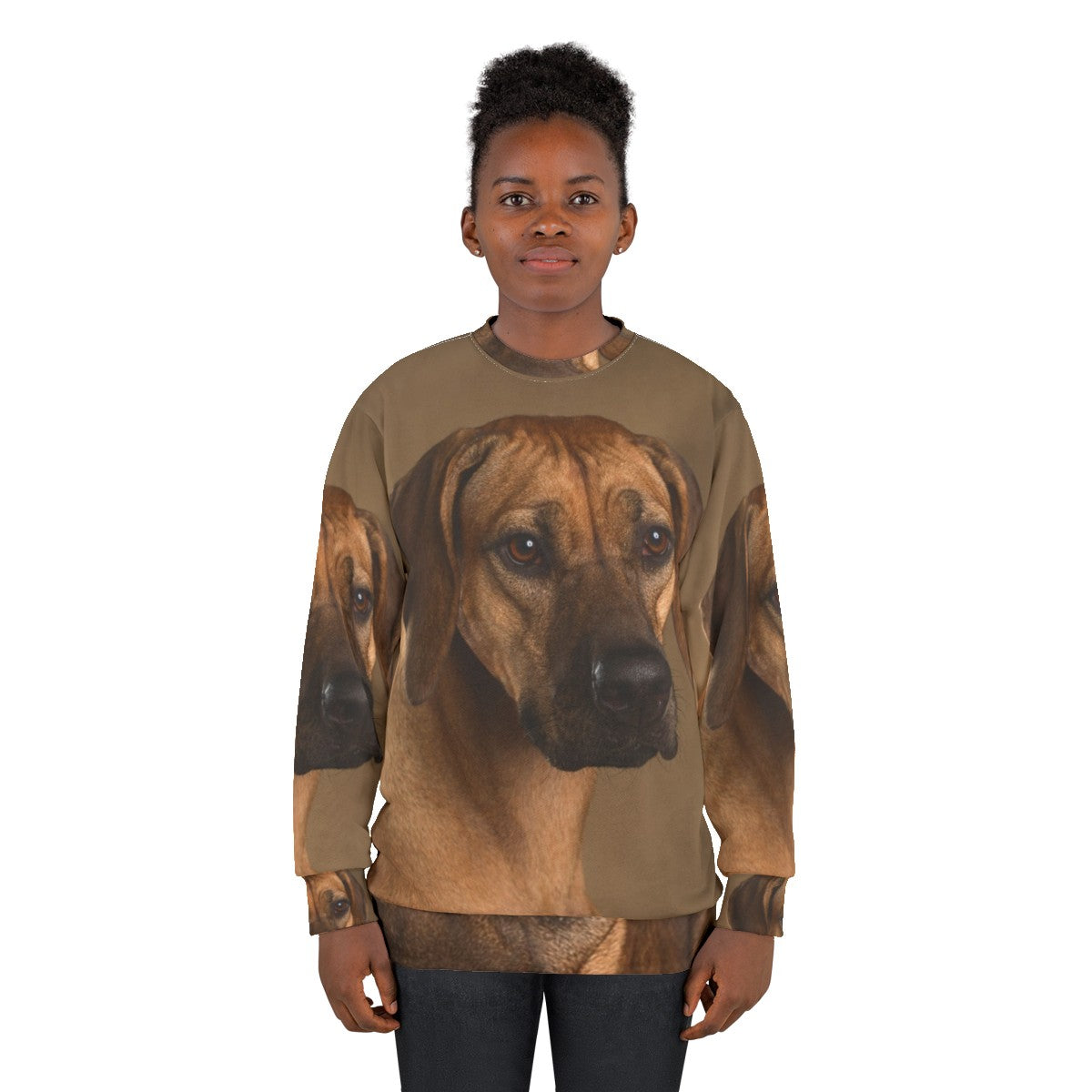 Rhodesian Ridgeback dog portrait with soulful eyes - women