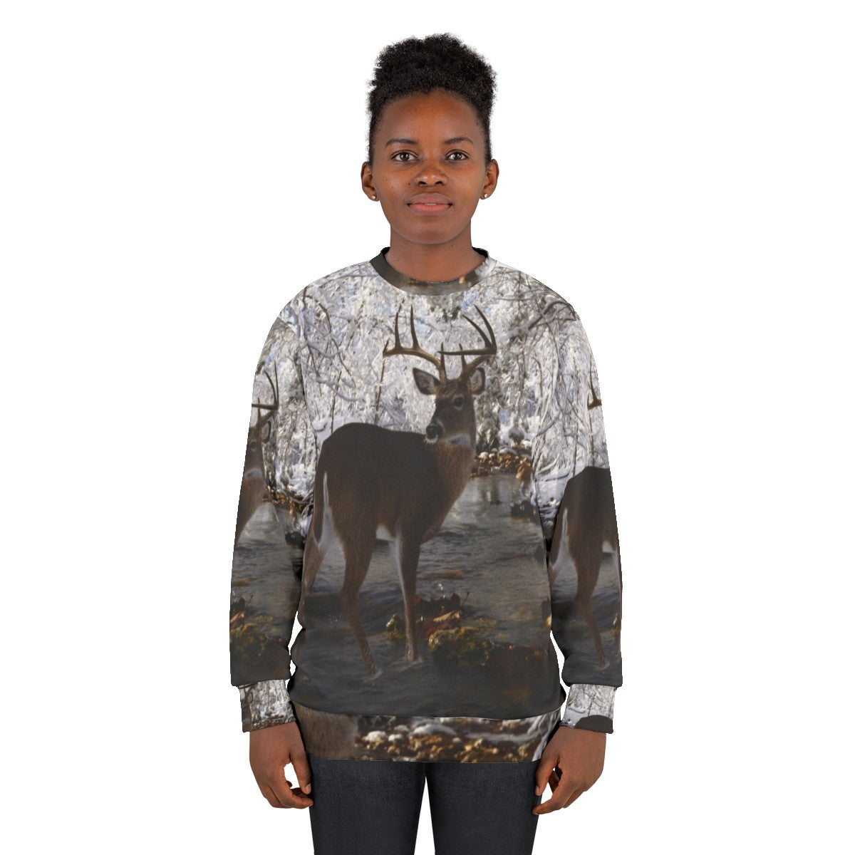 Winter Whitetail Deer Sweatshirt - women