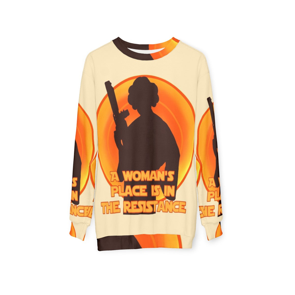 Feminist Resistance Sweatshirt with Star Wars-inspired design - hanging