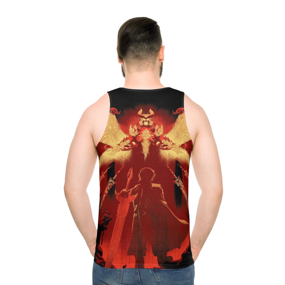 Unisex Red Hunter Tank Top - men back