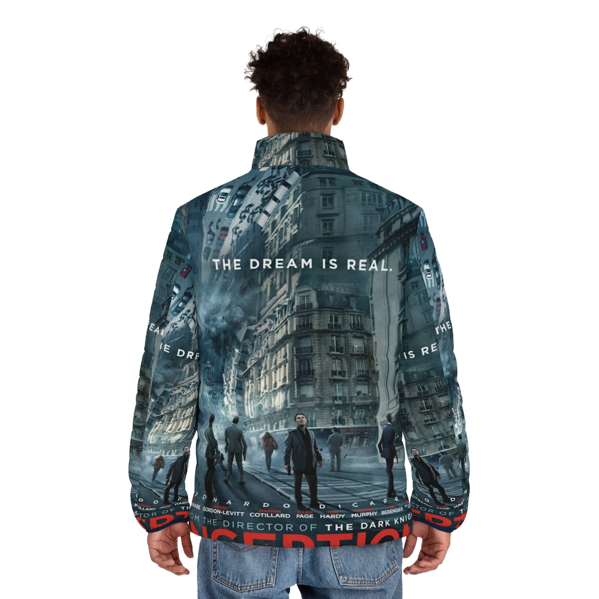 Inception-inspired puffer jacket with dream-like design - men back