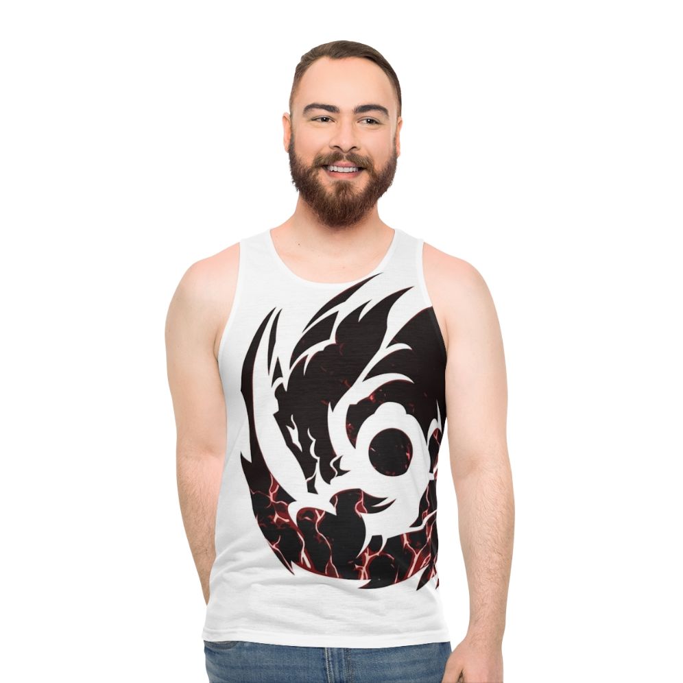 Unisex tank top with black lightning dragon fantasy creature design - men