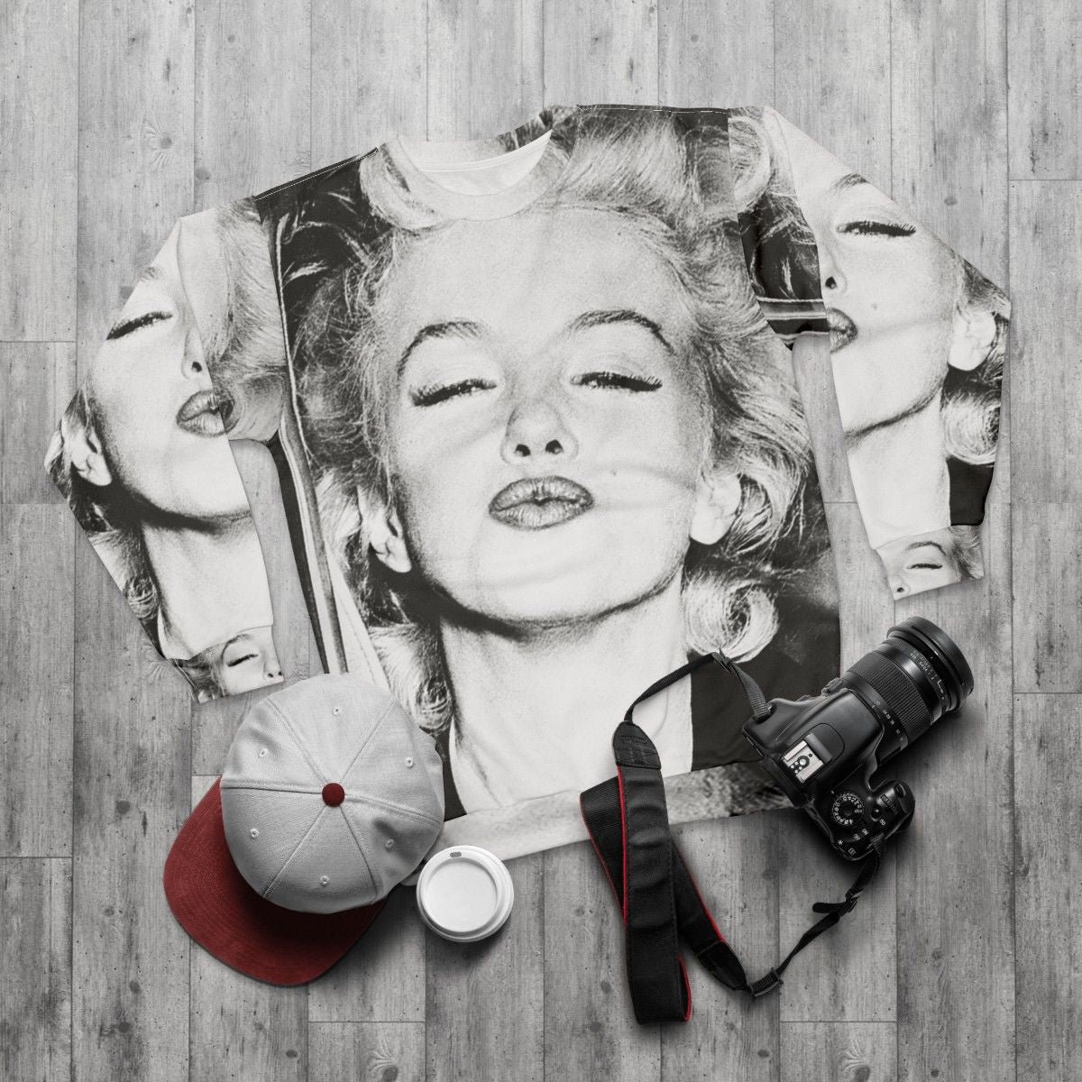 Vintage Black and White Marilyn Monroe Sweatshirt - flat lay