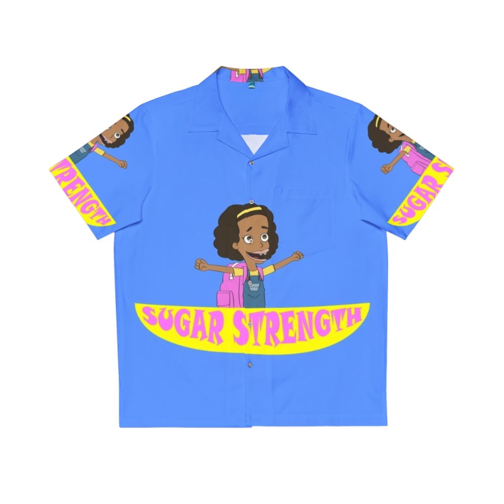 Colorful Hawaiian shirt featuring the Hormone Monster from Big Mouth Netflix series