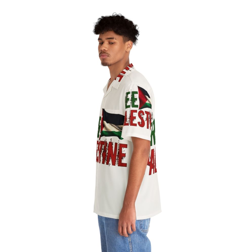 Free Palestine Hawaiian Shirt featuring Palestinian flag - People Left