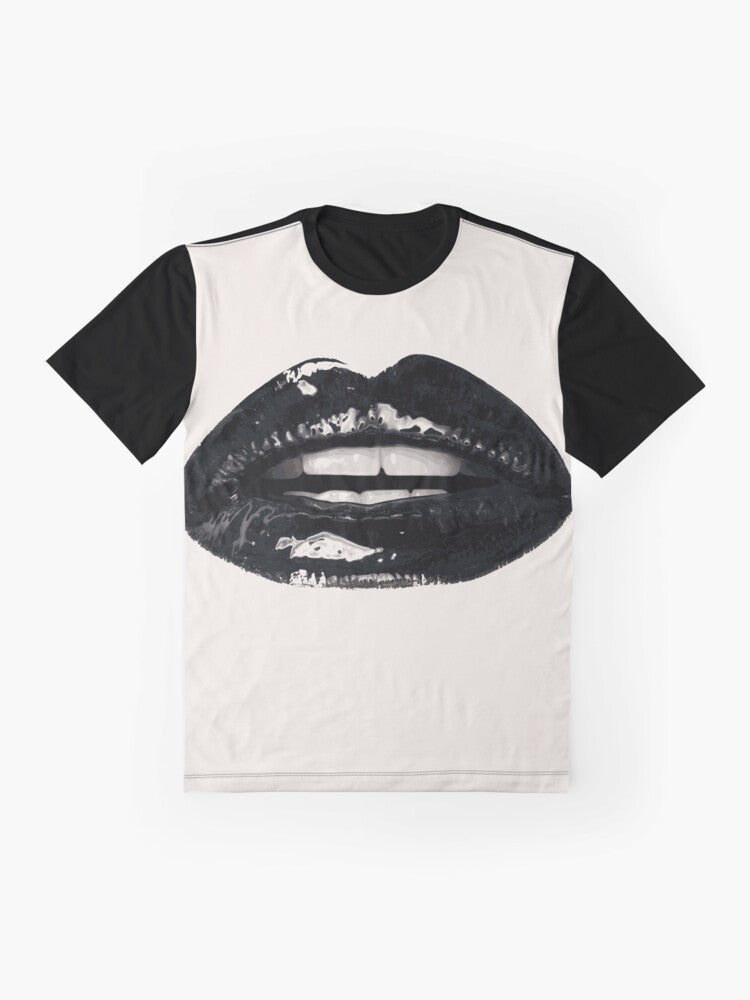 Black lips graphic t-shirt with gothic and vampire design - Flat lay