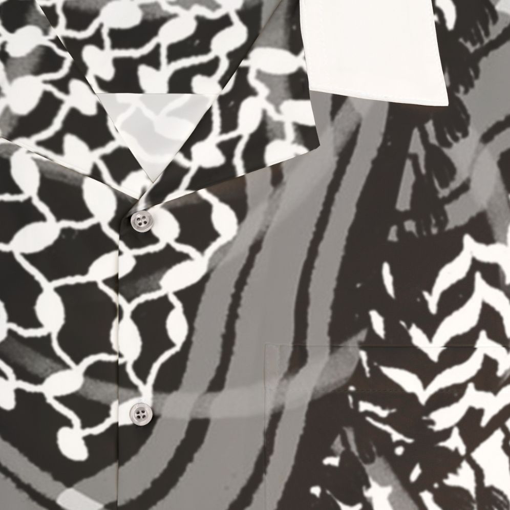 Black and white keffiyeh pattern Hawaiian shirt - Detail