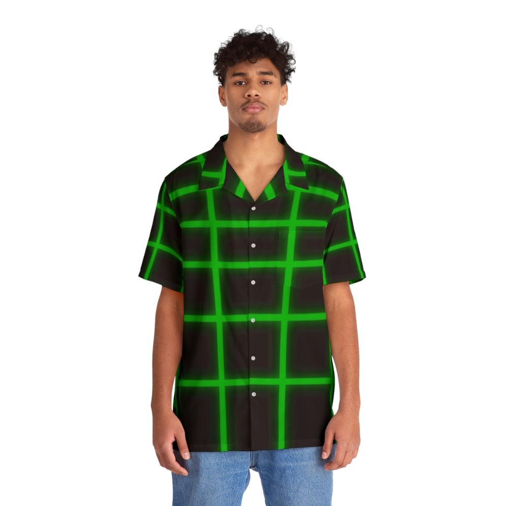 Minimum Maximum Hawaiian Shirt with Retro Techno Music Inspired Design - People Front