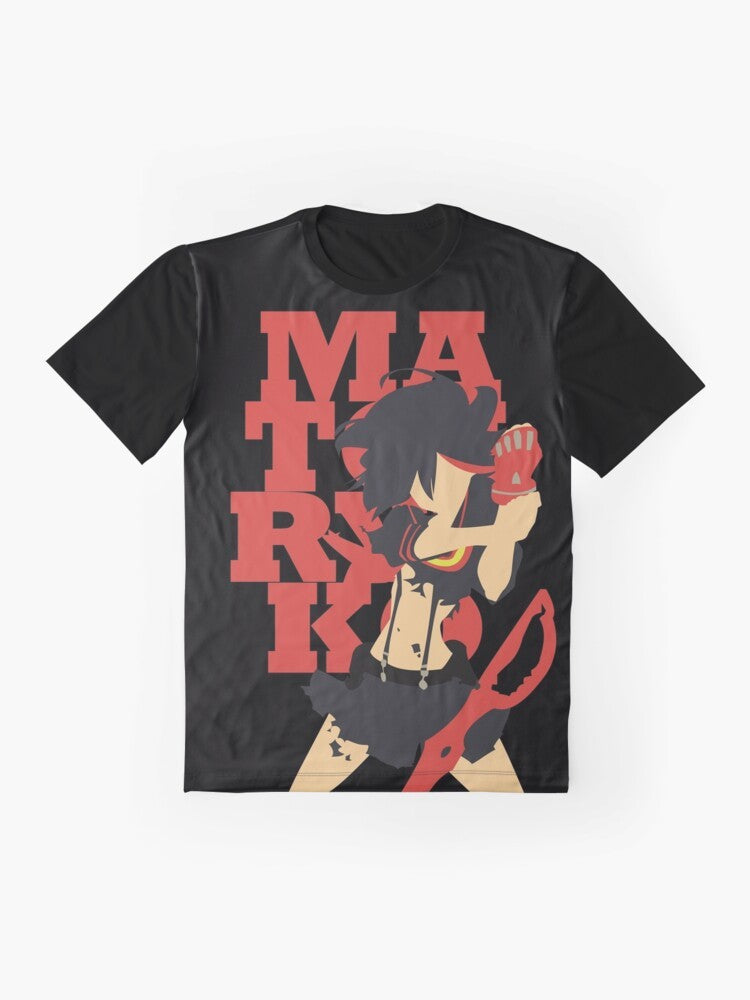 Matoi Ryuko Minimalist Anime Graphic T-Shirt - Flat lay