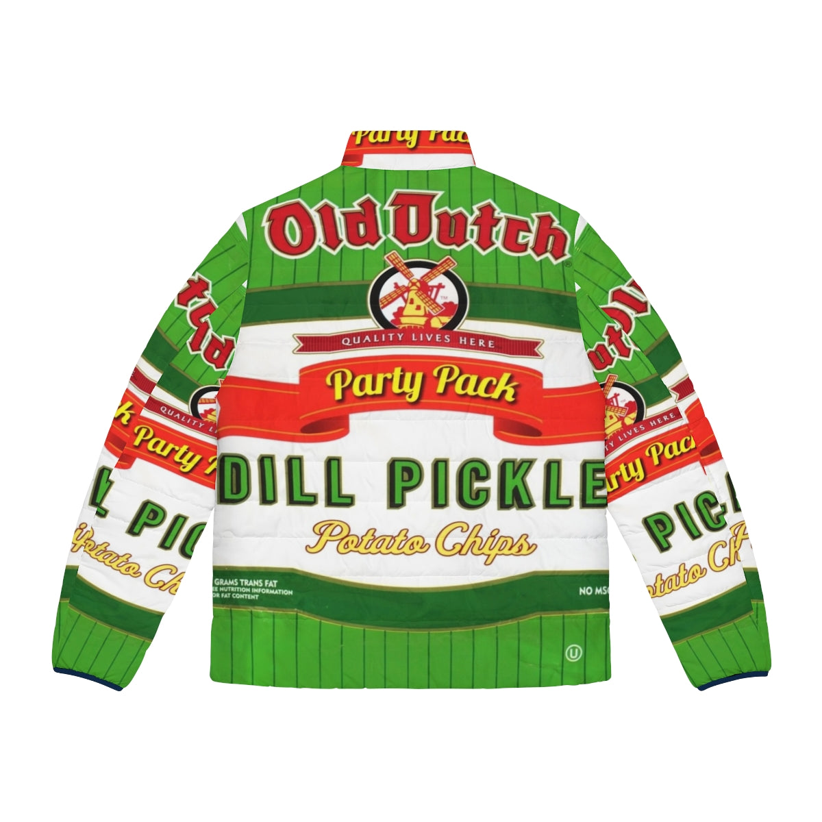 Old Dutch Dill Pickle Chips Puffer Jacket with a warm, insulated design - Back