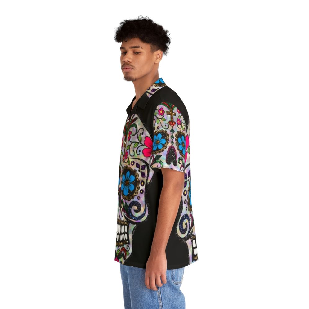 Floral sugar skull sequin Hawaiian shirt for Dia de los Muertos - People Left