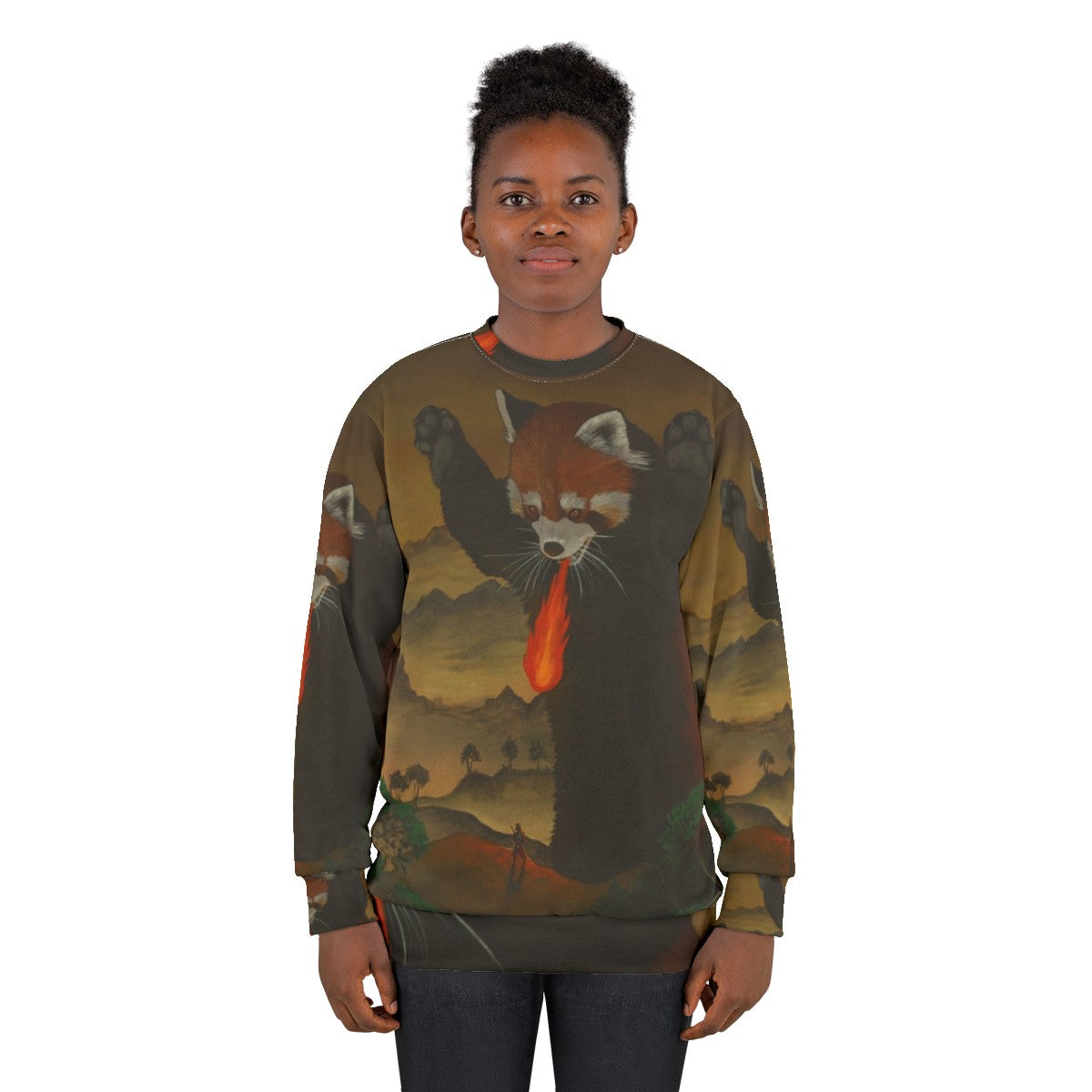 Fiery Giant Red Panda Sweatshirt - women