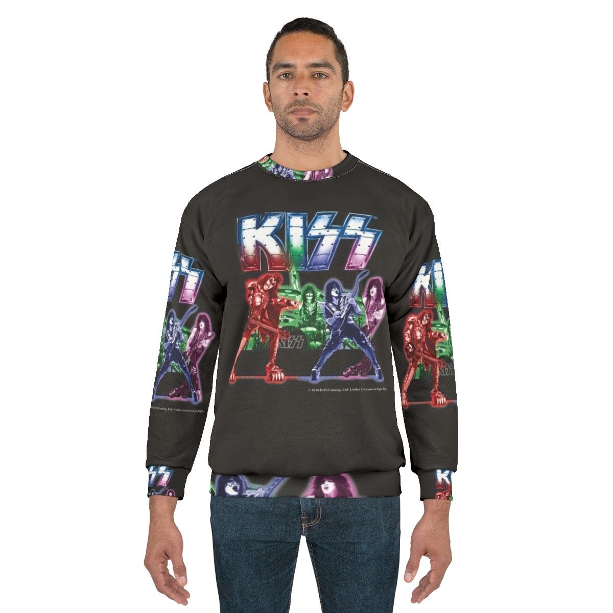 Kiss band sweatshirt with iconic band logo and members - men