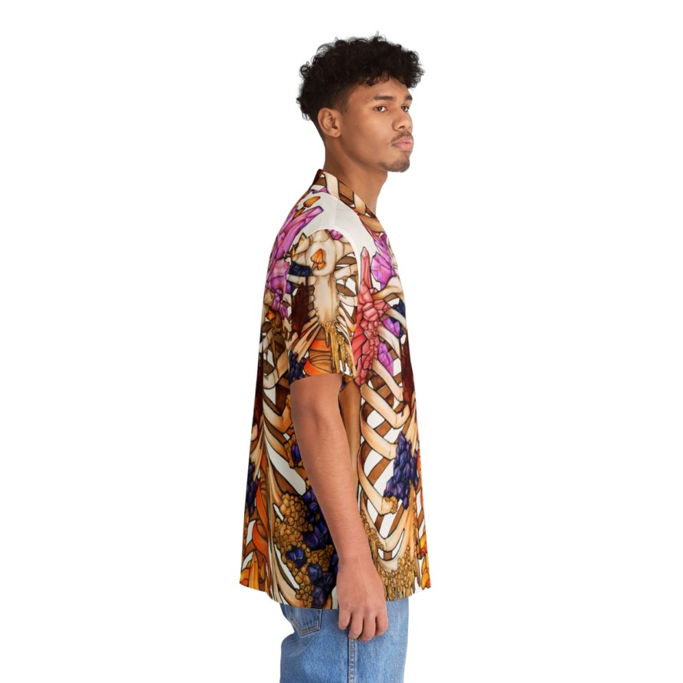 Skeletal gem hawaiian shirt with nature-inspired design - People Pight