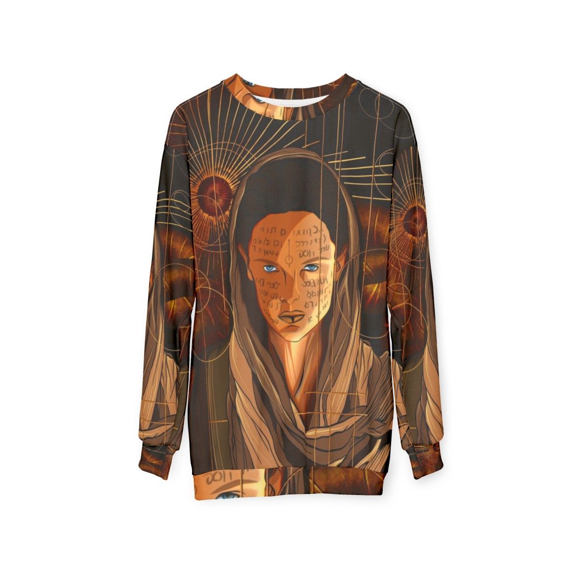 Dune Lady Jessica Sweatshirt with Sandworm and Spice - hanging