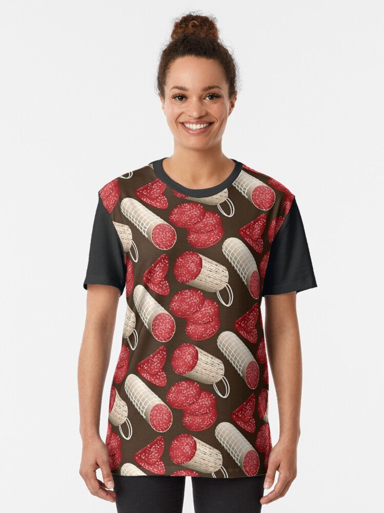 Salami graphic design printed on a t-shirt - Women