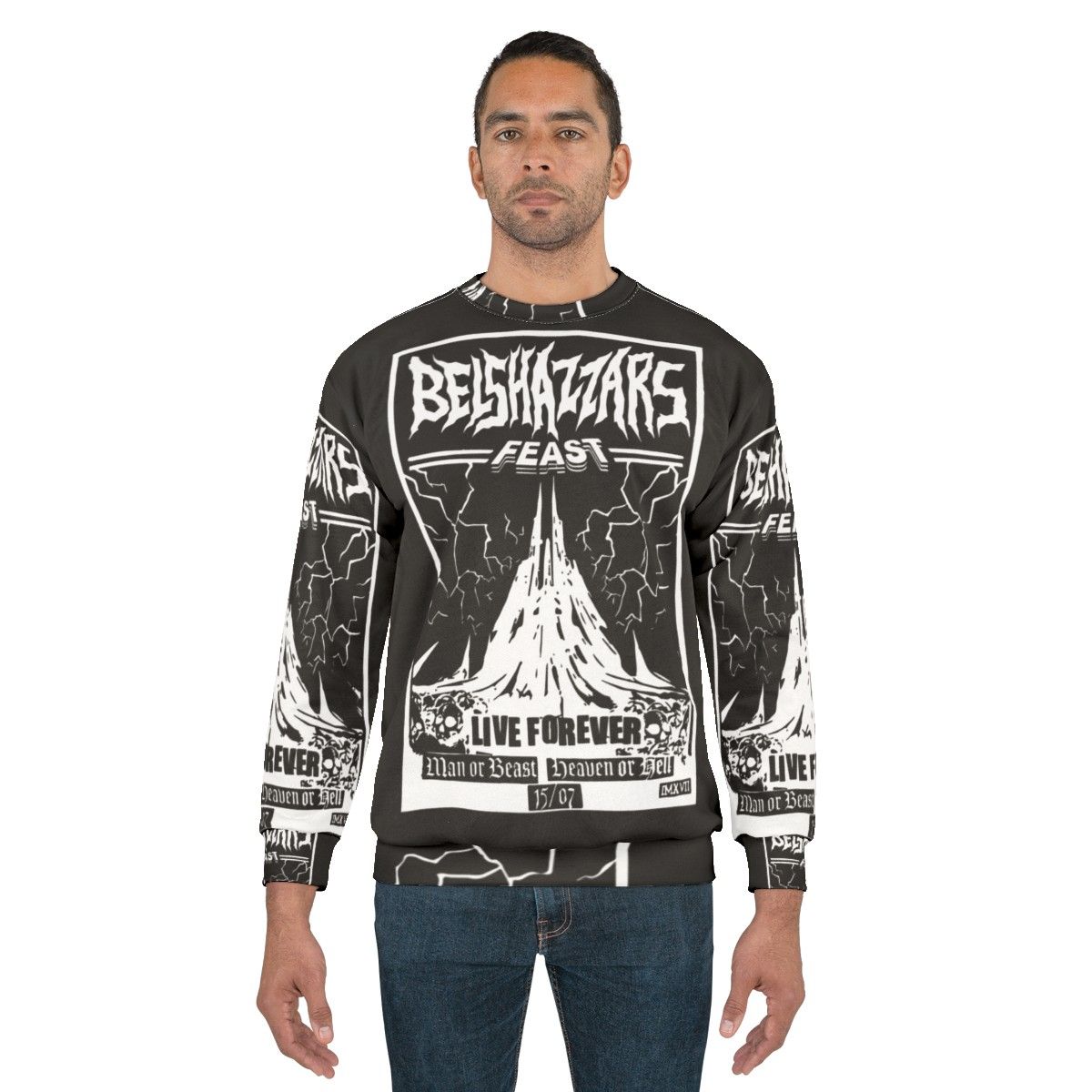 Belshazzar's Feast biblical art heavy metal sweatshirt - men