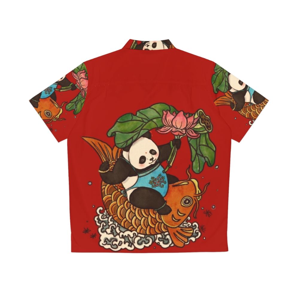 Abundance Year After Year Hawaiian Shirt with Floral Pattern, Koi Fish, and Lotus Flower - Back