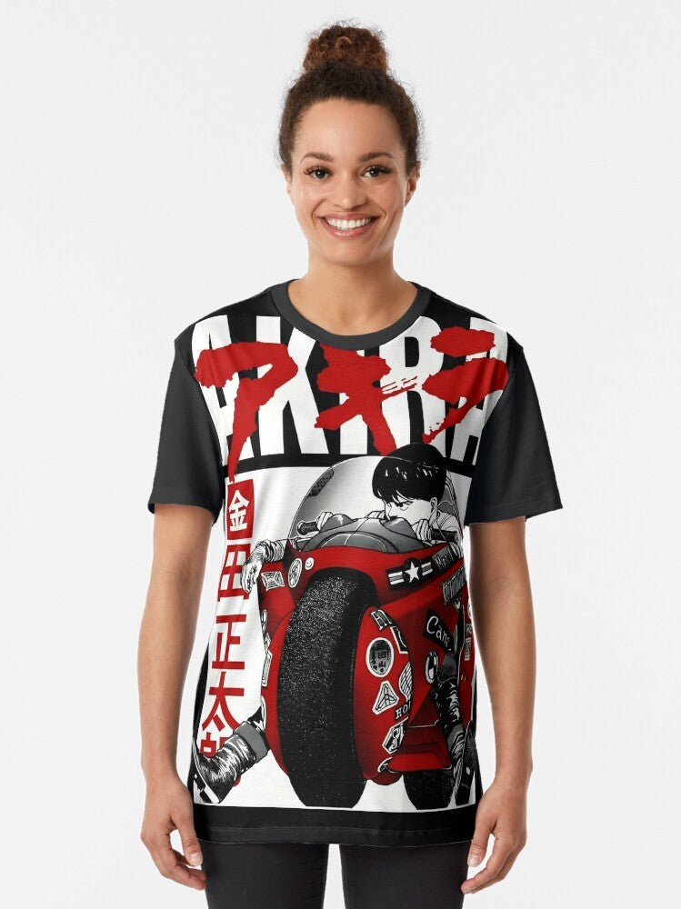 Akira fanart graphic t-shirt featuring characters from the iconic anime series - Women