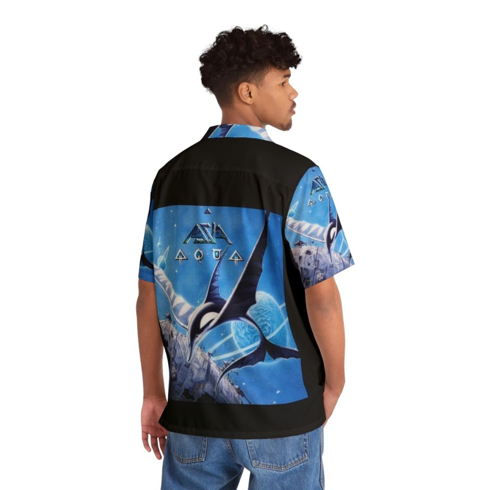 Asia Aqua Hawaiian Shirt with Vibrant Tropical Print - Flat lay