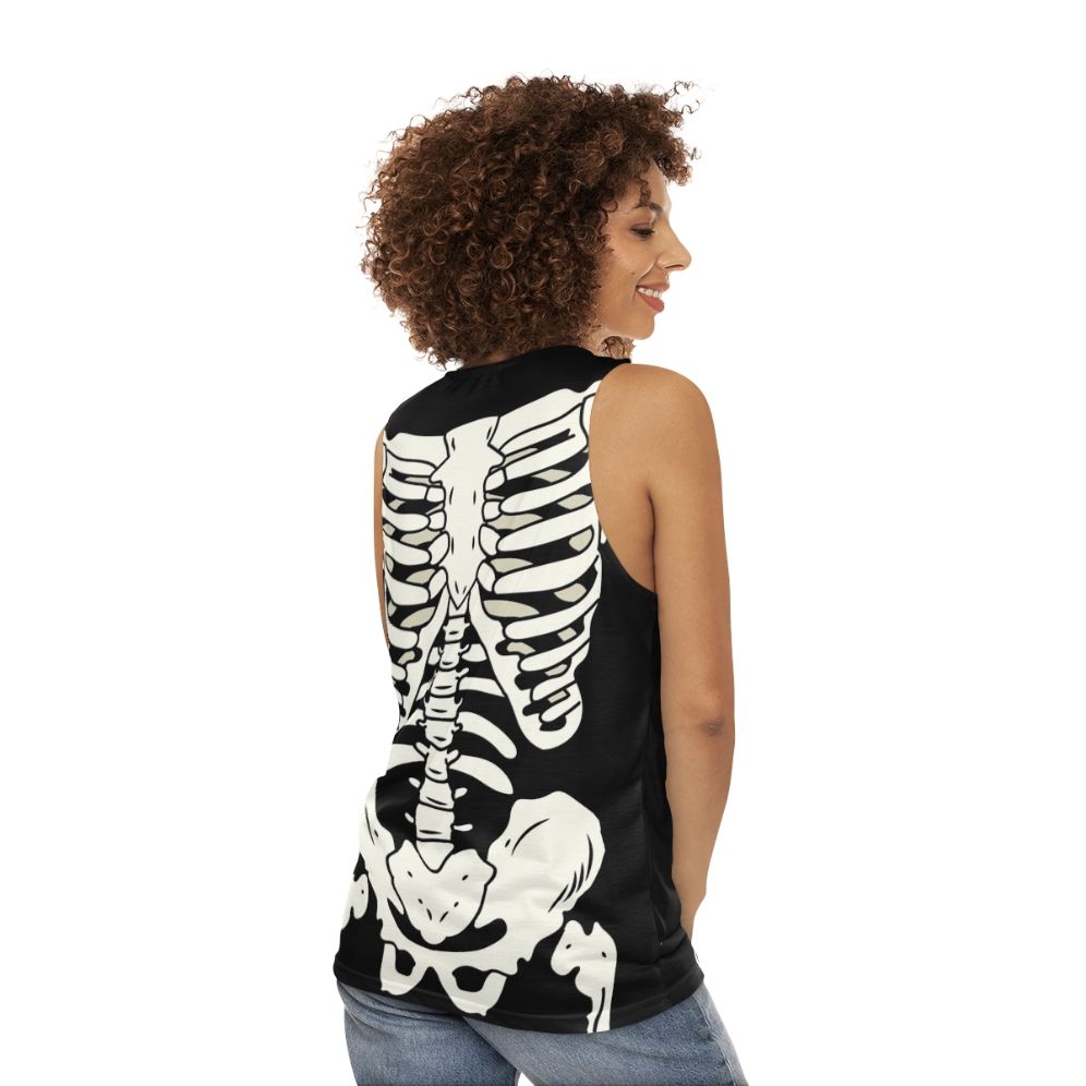 Unisex punk skeleton tank top with ribcage design - women back