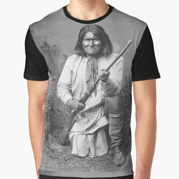 Geronimo graphic t-shirt featuring an image of the famous Apache leader and American Indian icon