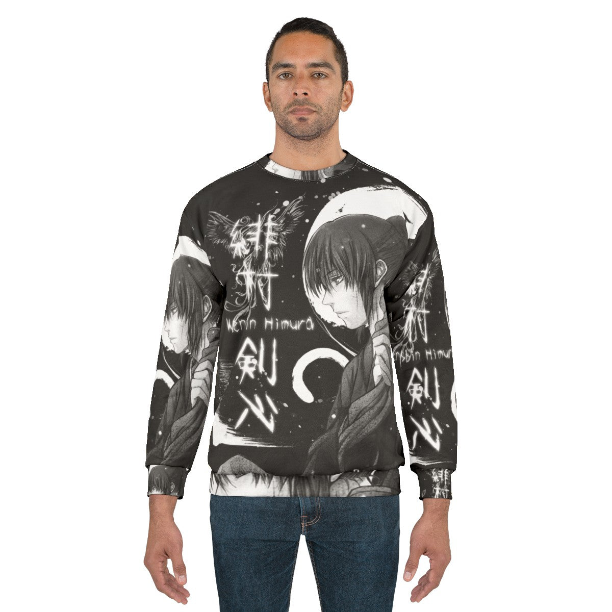 Quiet Snow Samurai Sweatshirt with Monochrome Japanese Anime Design - men