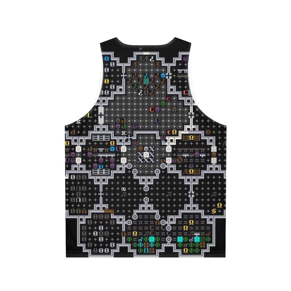 Unisex Dwarf Fortress Indie Game Tank Top featuring Pixel Art Graphics - Back