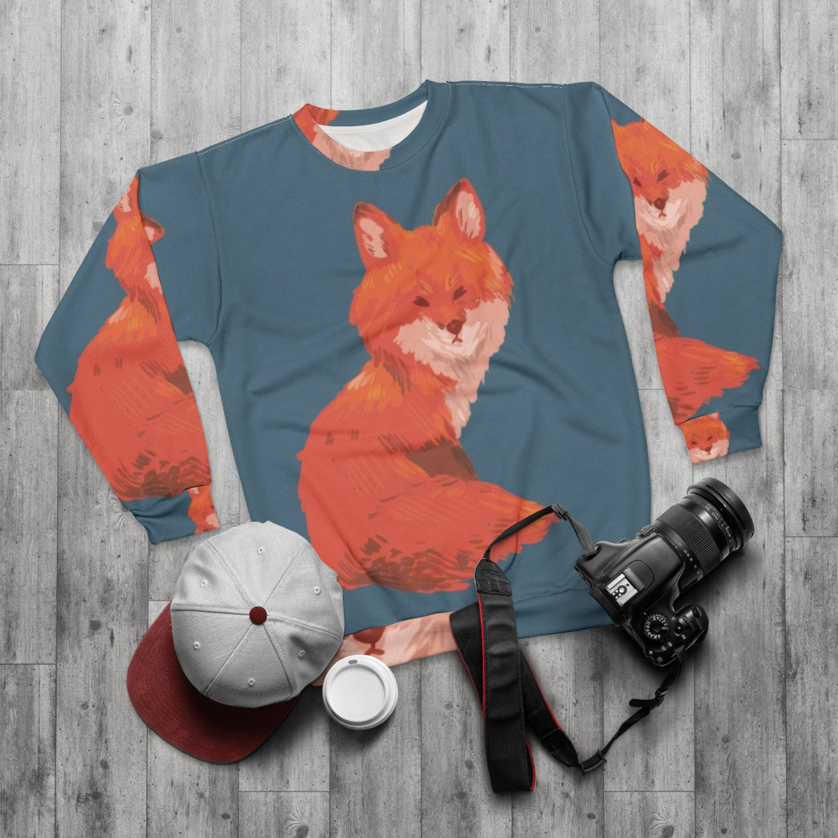 Red Fox Painted Sweatshirt - flat lay