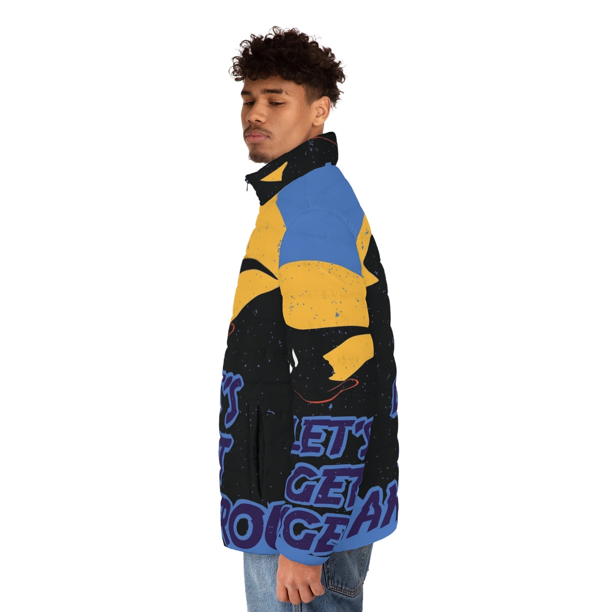 Darkwing Duck and Scrooge McDuck inspired puffer jacket - men side left