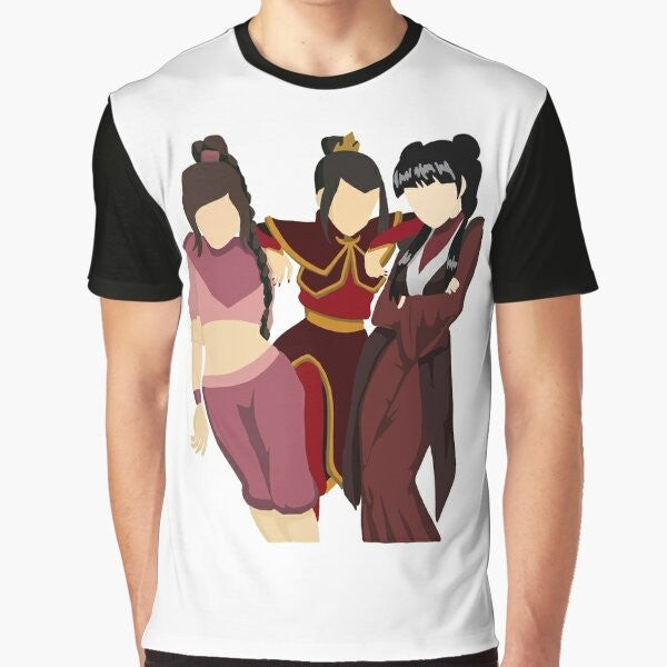 Avatar the Last Airbender graphic t-shirt featuring Azula, Mai, and Ty Lee from the Fire Nation