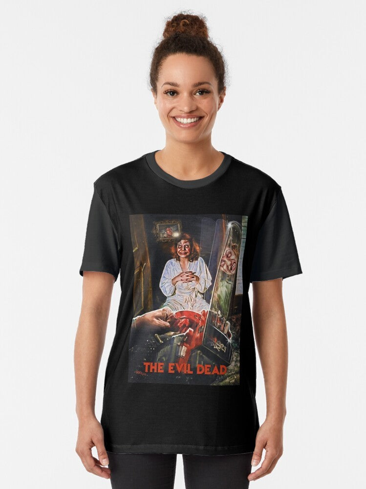 Graphic t-shirt featuring the secrets of Ash Vs Evil Dead, the horror movie franchise with Bruce Campbell - Women