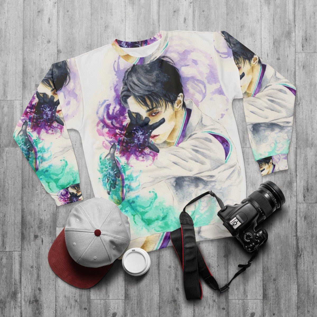 Yuzuru Hanyu Seimei Watercolor Sweatshirt - flat lay