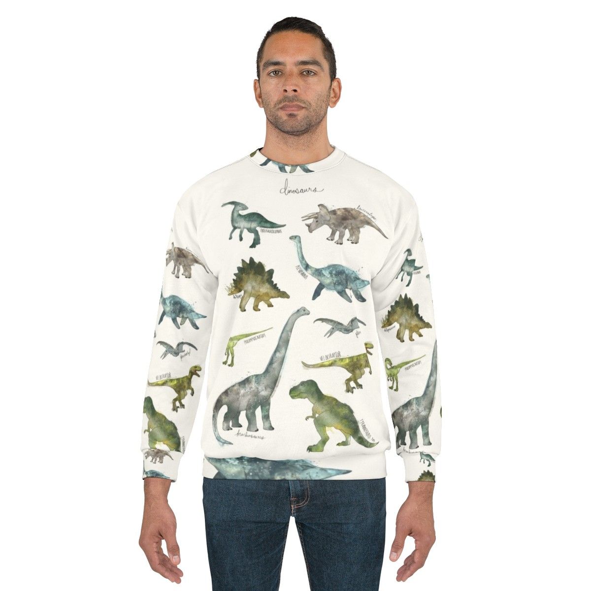 Dinosaur Sweatshirt with Prehistoric Illustrations - men