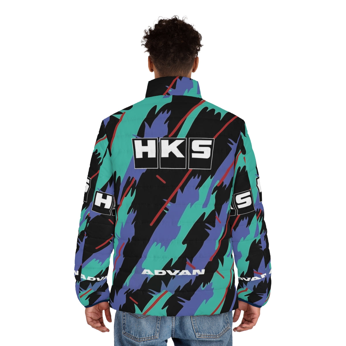 HKS Advan JDM Puffer Jacket with Japanese design elements - men back