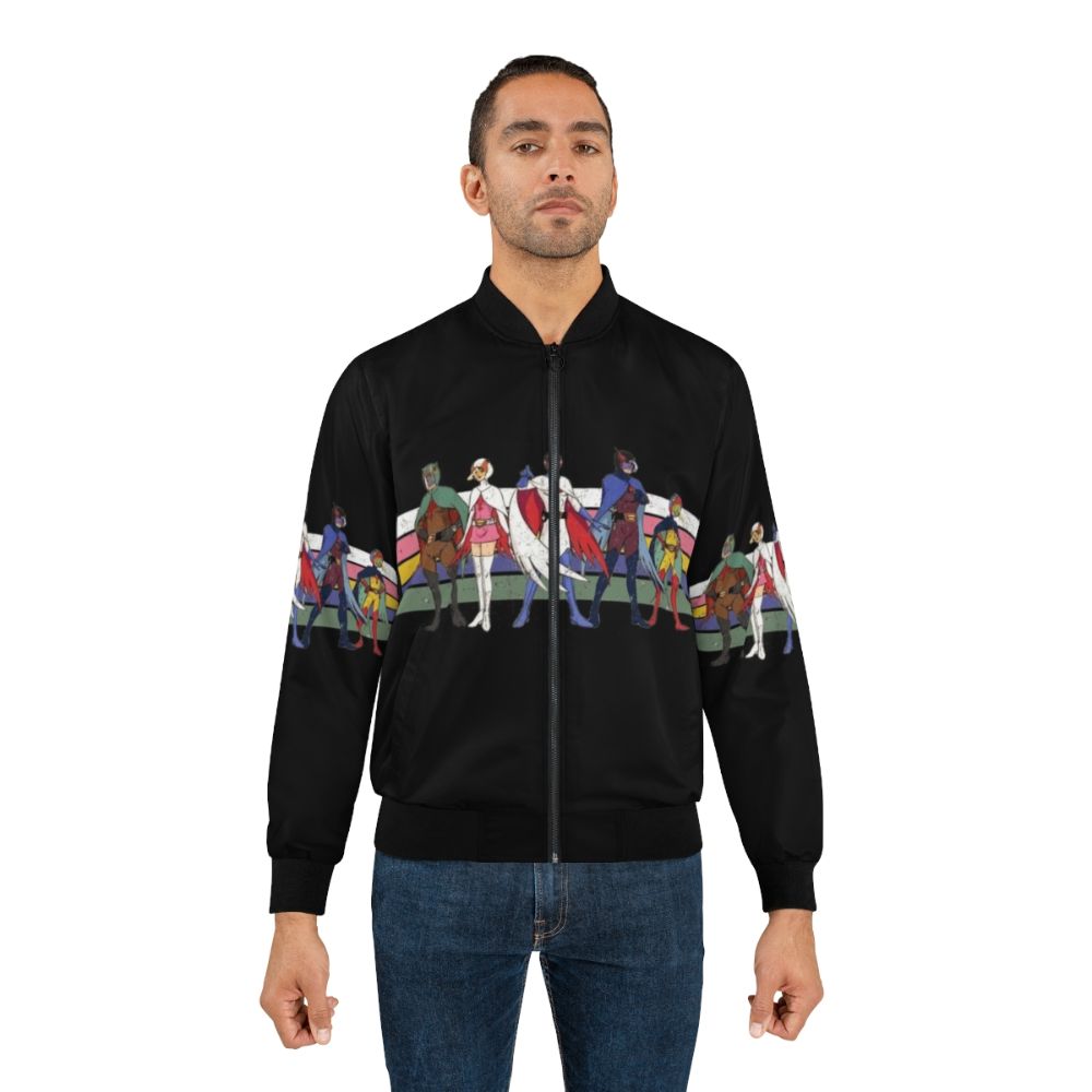 Retro-style bomber jacket featuring the G Force team from the classic sci-fi cartoon "Battle of the Planets" - Lifestyle