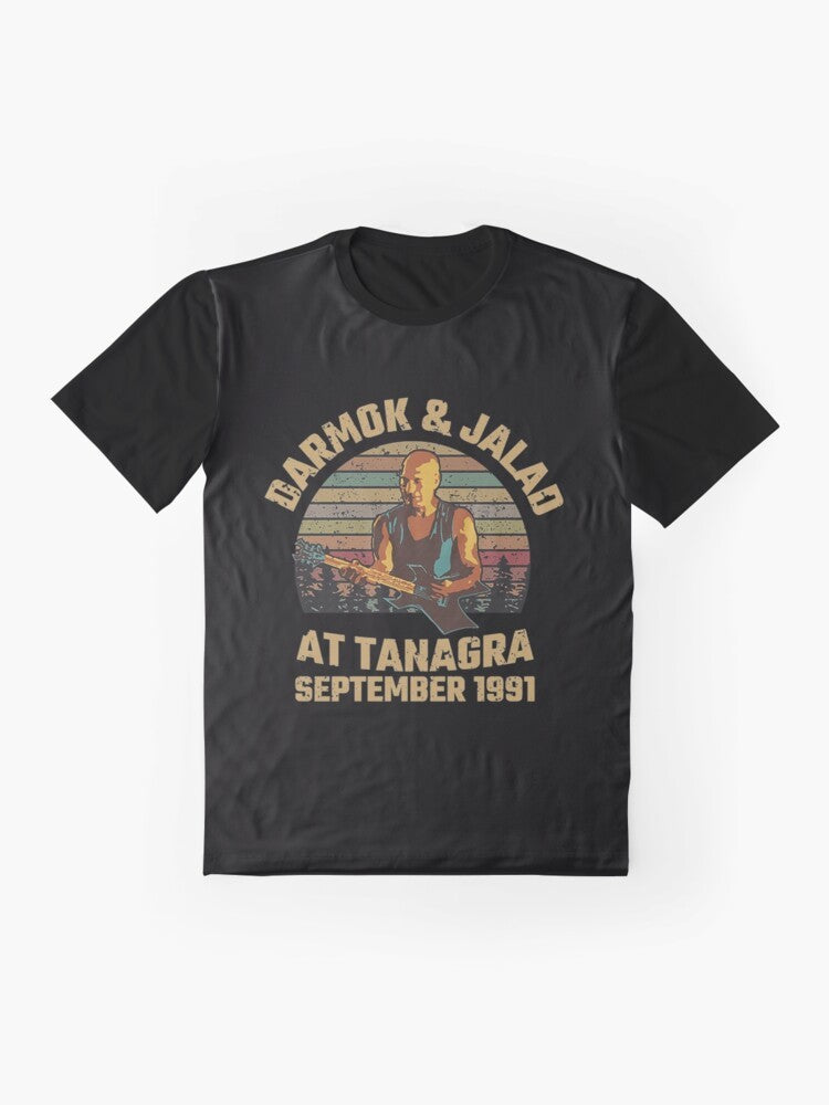 Darmok and Jalad at Tanagra science fiction graphic t-shirt design featuring aliens and space imagery - Flat lay